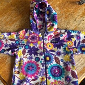 Patagonia Multicolor Floral Hooded Fleece Jacket 12 mo